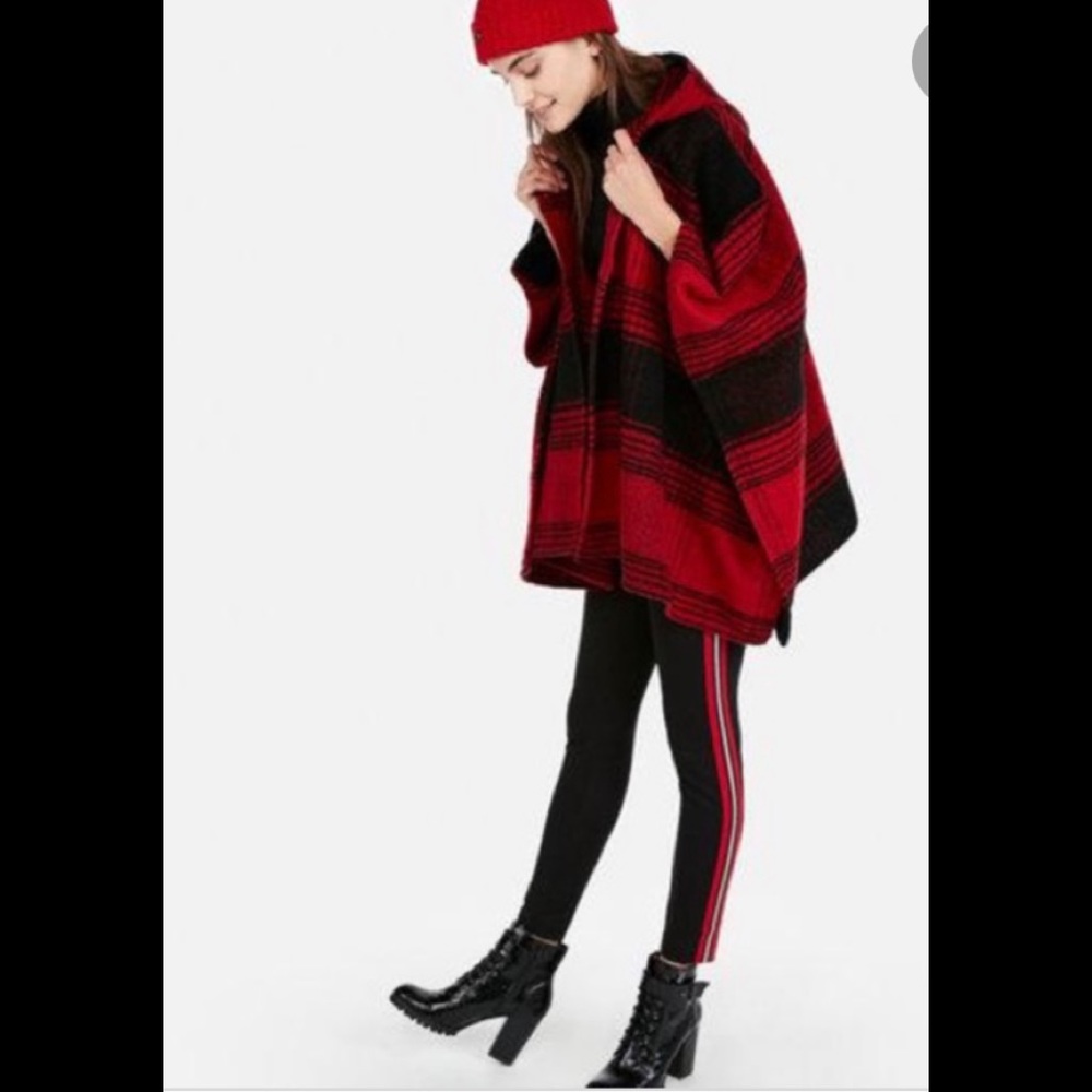 Express poncho - one size - red and black